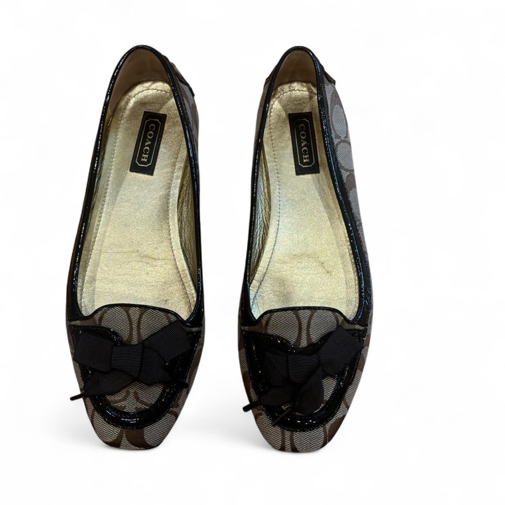 Coach Black and Brown Women's Flats with Bow Detail